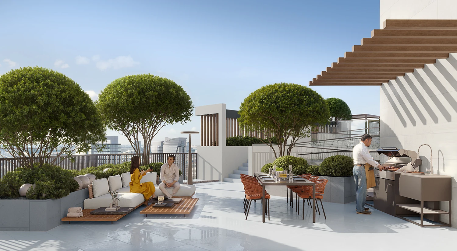 Rooftop gatherings blend luxury living, open skies, and unforgettable moments